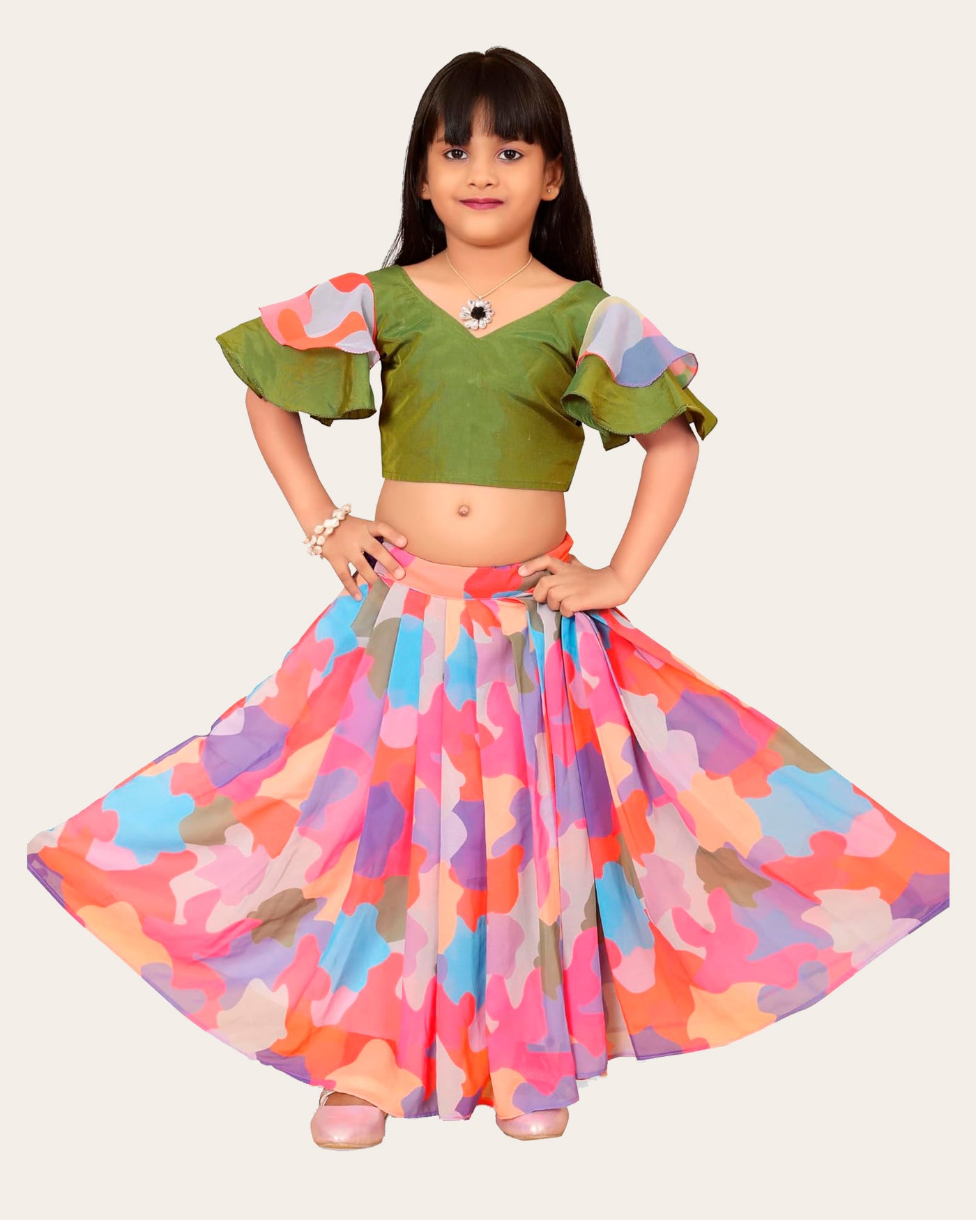 Baby Girl s Wedding Crop Top Lehenga Set Kaaludii