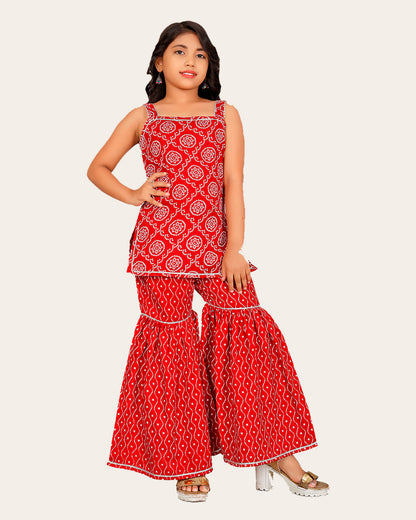 Ana Floral Print Kurta, Dhoti Pant & Dupatta Set For Girls Kid