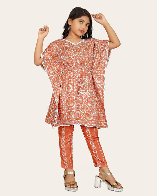 Girls Fashionable Ethnic Set Kaftan & Bottom Set And Like Kaftan Dress Kurti