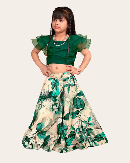 Girls Reyon cotton Stylish Digital Printed Stiched Lehenga choli (Ethnic Wear) For Kids Girls