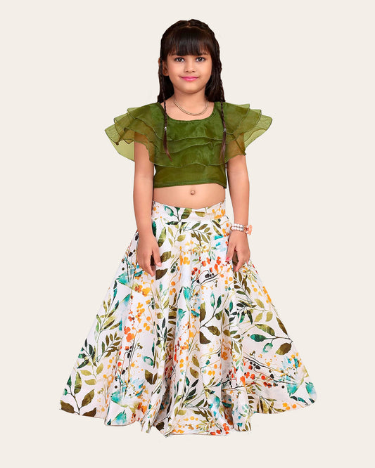 Girls Reyon cotton Stylish Digital Printed Stiched Lehenga choli (Ethnic Wear) For Kids Girls