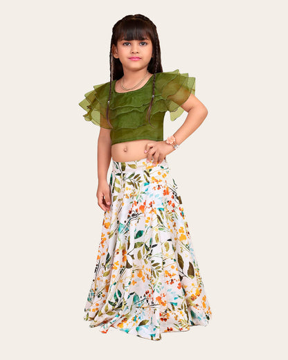 Girls Reyon cotton Stylish Digital Printed Stiched Lehenga choli (Ethnic Wear) For Kids Girls