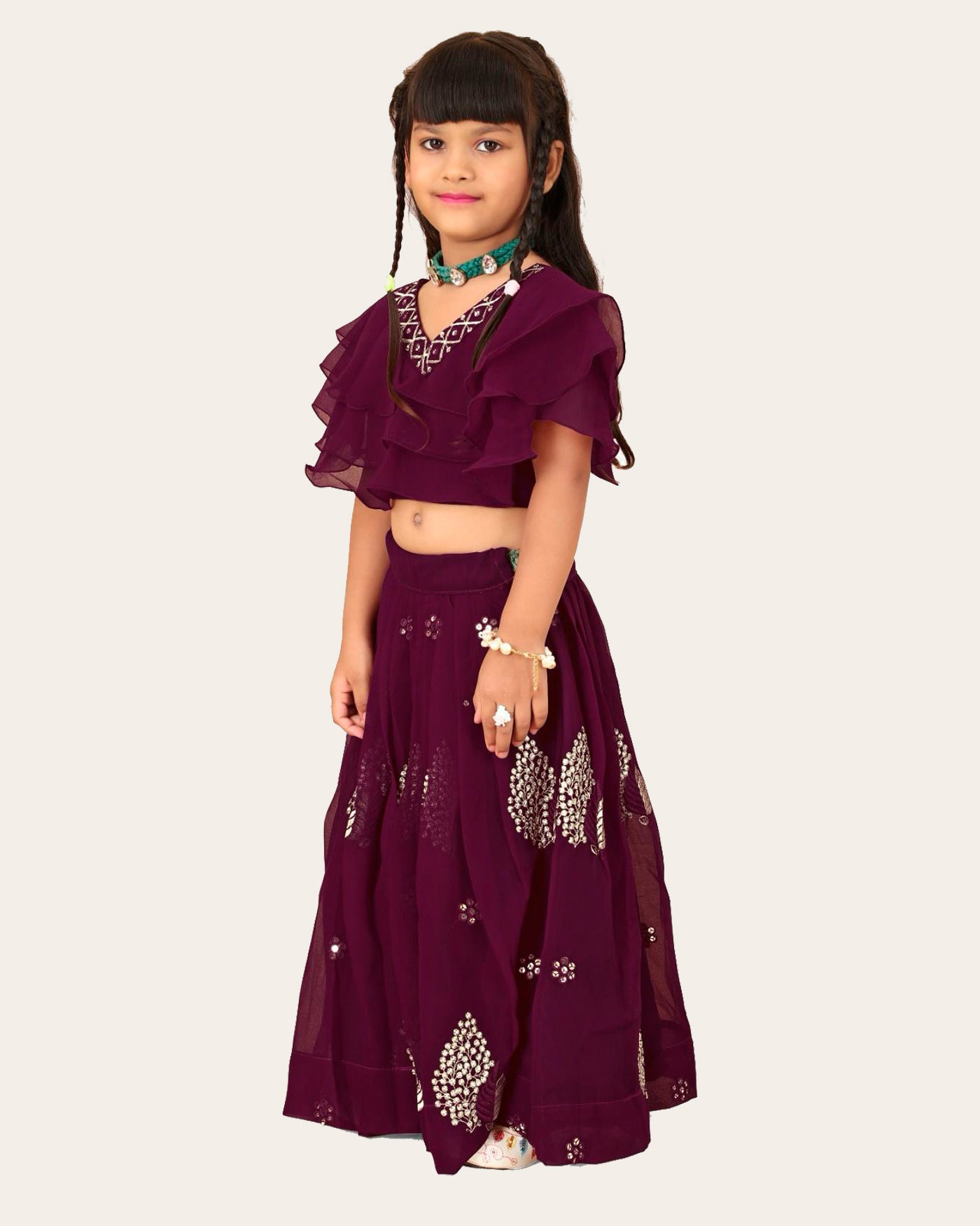 Girl's Georgette Embroidered Readymade Lehenga Choli