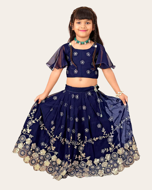 Girl's Georgette Silk Embroidered Indian Style Full Stitched Lehenga Choli Set