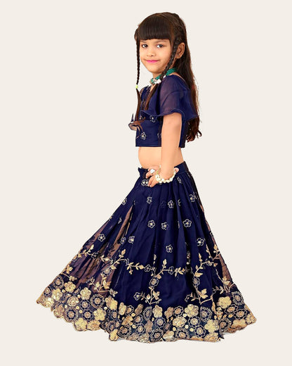 Girl's Georgette Silk Embroidered Indian Style Full Stitched Lehenga Choli Set