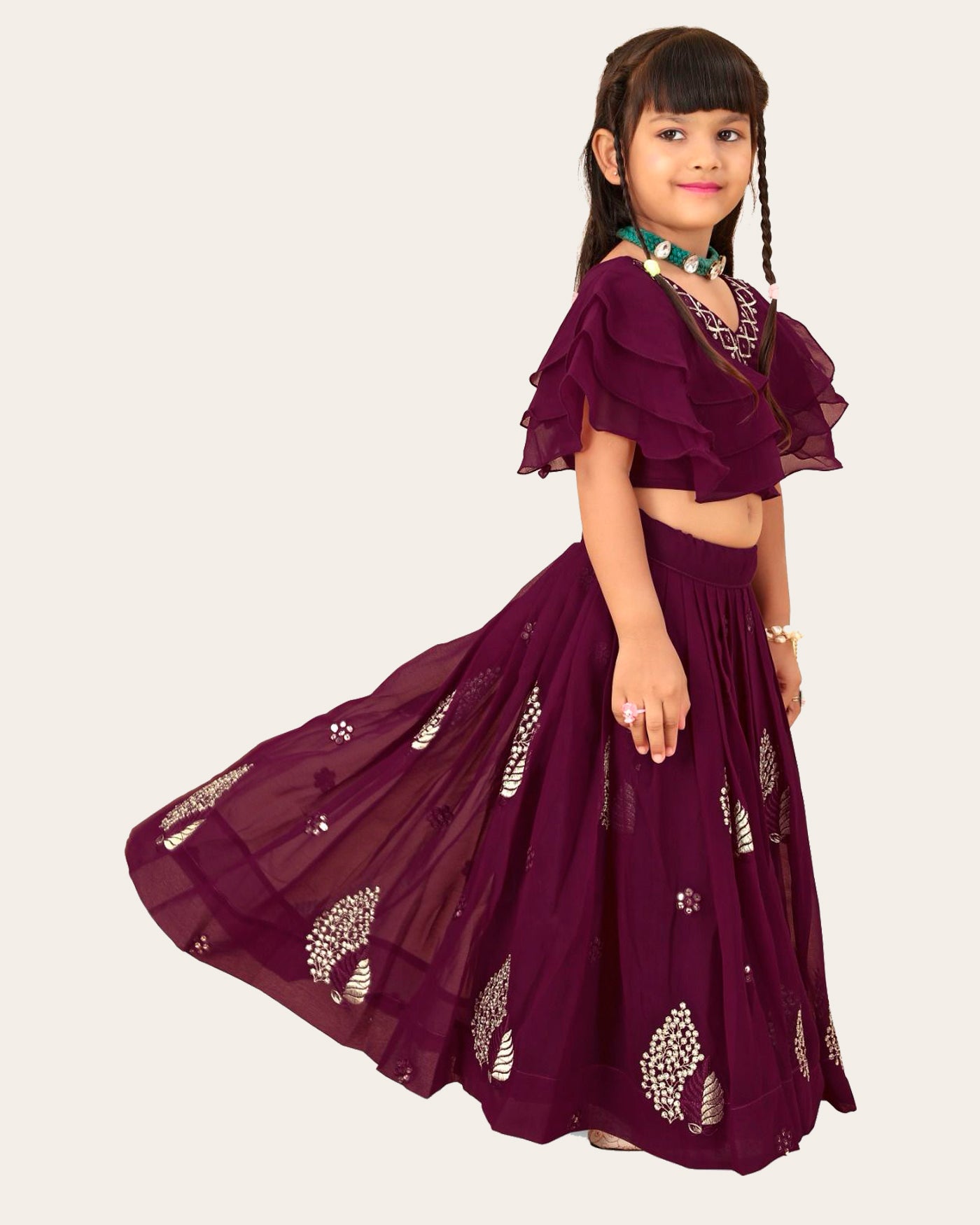 Girl's Georgette Embroidered Readymade Lehenga Choli