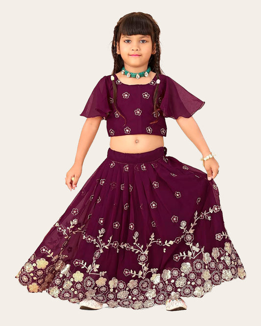 Ethnic Wear Georgette Silk Embroidered Indian Style Full Stitched Lehenga Choli Set