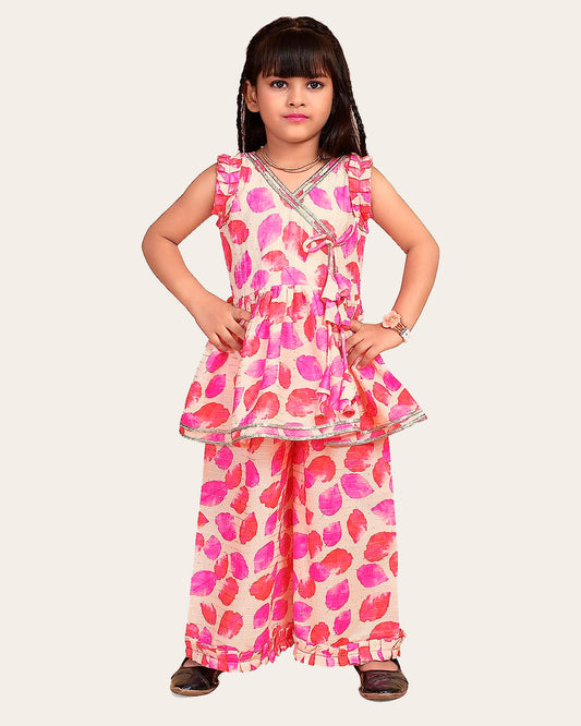 Girls Ethnic Readymade Suit Sleeveless Top Kurta with Palazzo Pant Traditional Clothing Set for Kids