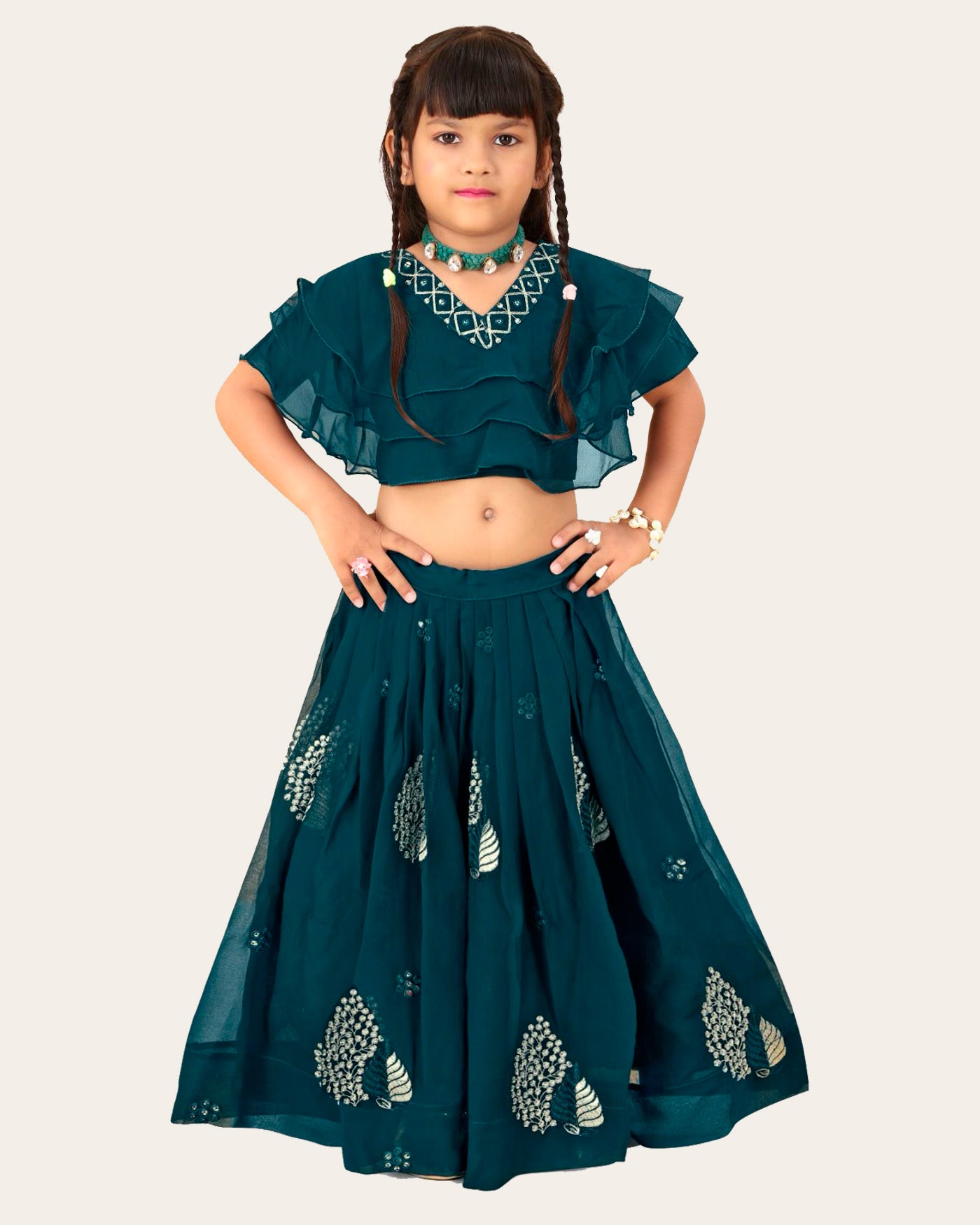 Girl's Georgette Embroidered Readymade Lehenga Choli