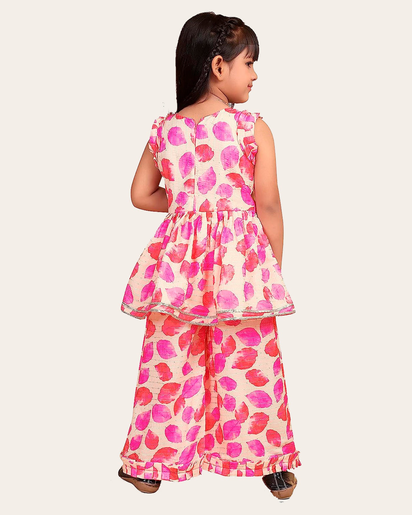 Girls Ethnic Readymade Suit Sleeveless Top Kurta with Palazzo Pant Traditional Clothing Set for Kids Media 1 of 4