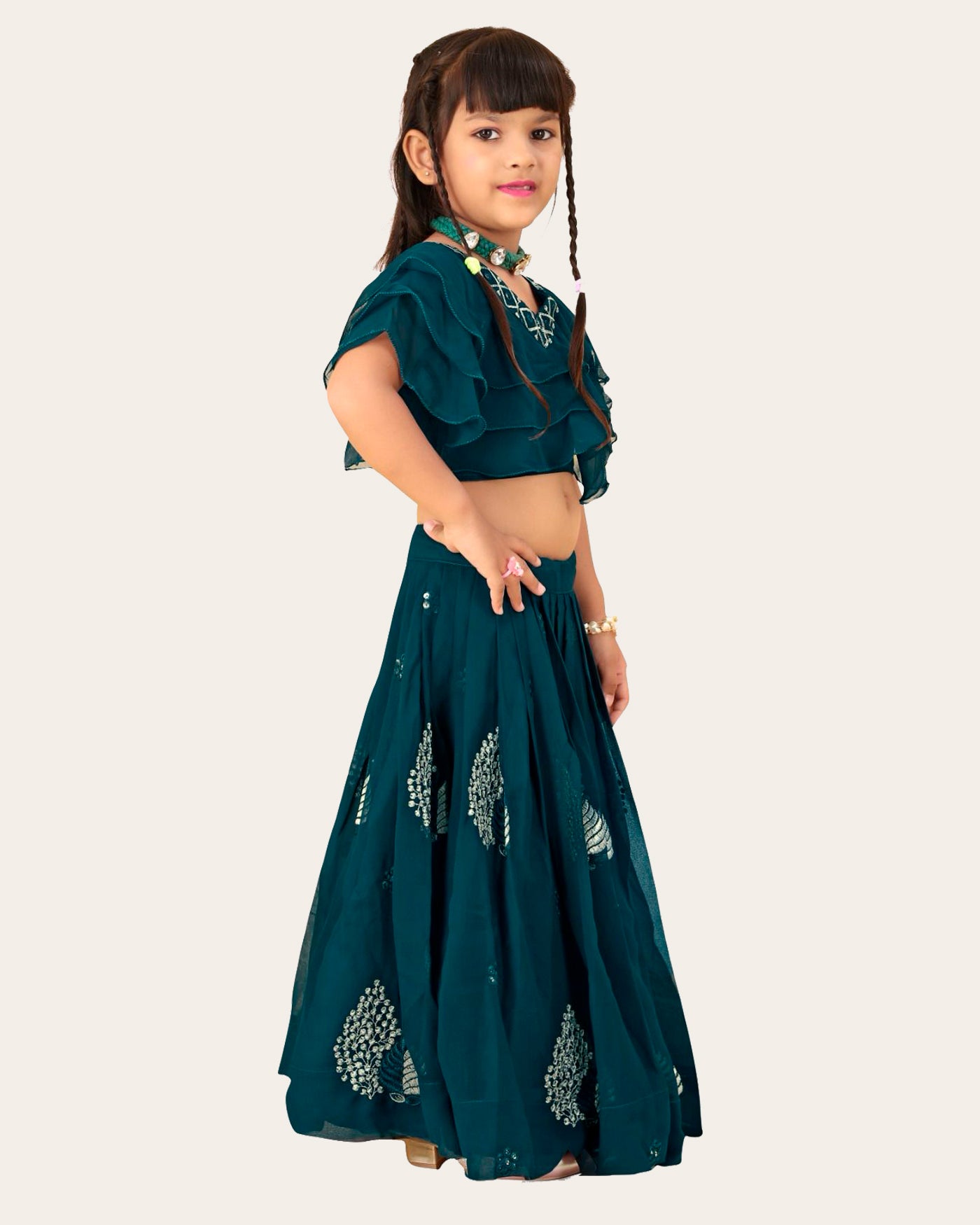 Girl's Georgette Embroidered Readymade Lehenga Choli