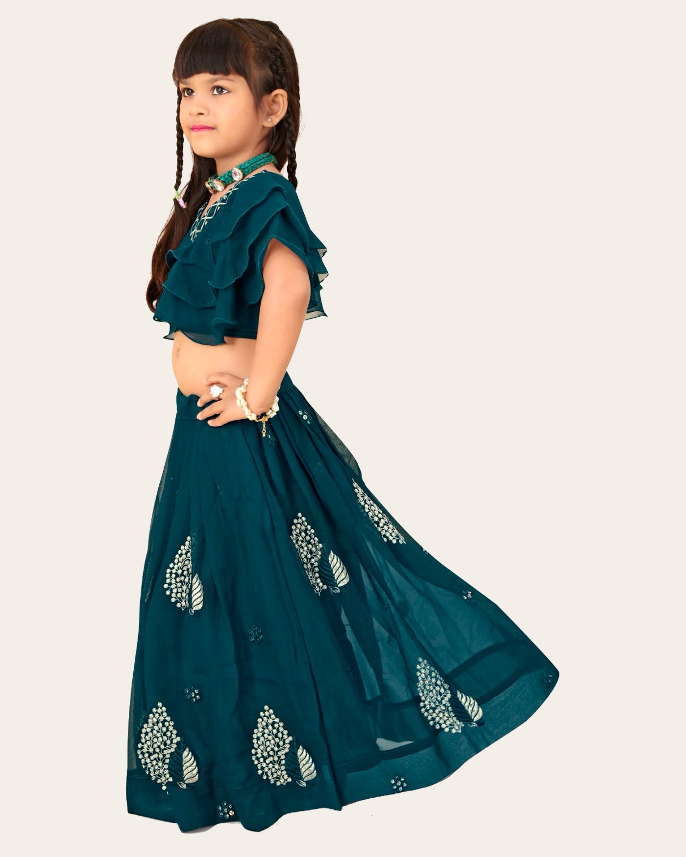 Girl's Georgette Embroidered Readymade Lehenga Choli