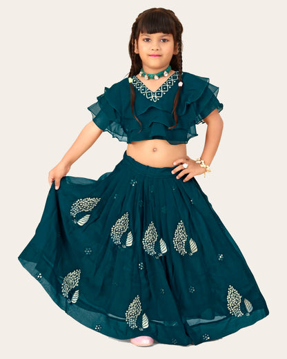 Girl's Georgette Embroidered Readymade Lehenga Choli