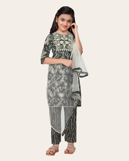 Girls Festive & Party Kurta, Pyjama & Dupatta Set