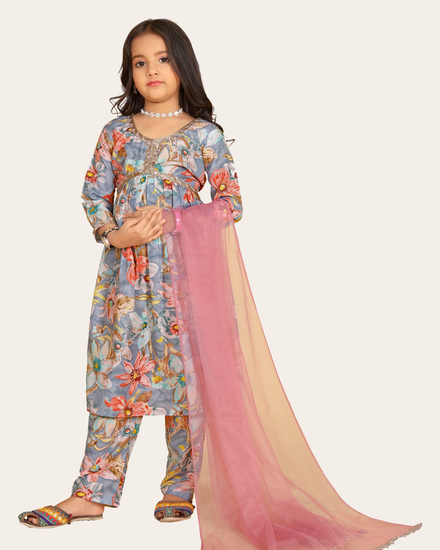 Girls Top Sharara Set Elegant Top with Sharara for Kids Girls