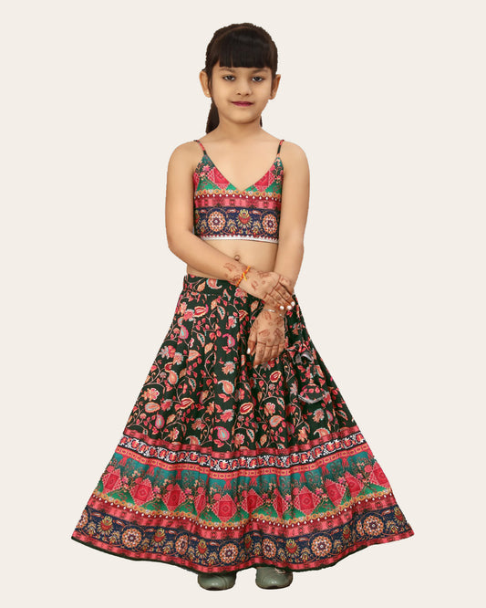Girl's Designer Blouse Top and Latest Printed New Lehenga Set For Ethnic- Party Set