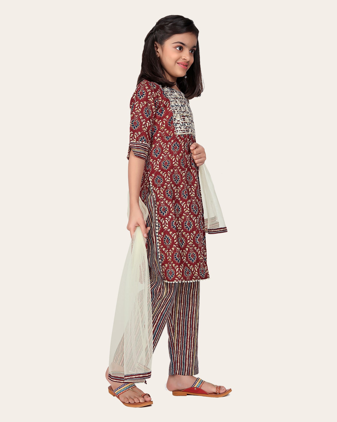 Girls Festive & Party Kurta, Pyjama & Dupatta Set