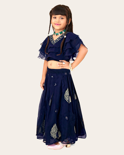 Girl's Georgette Embroidered Readymade Lehenga Choli