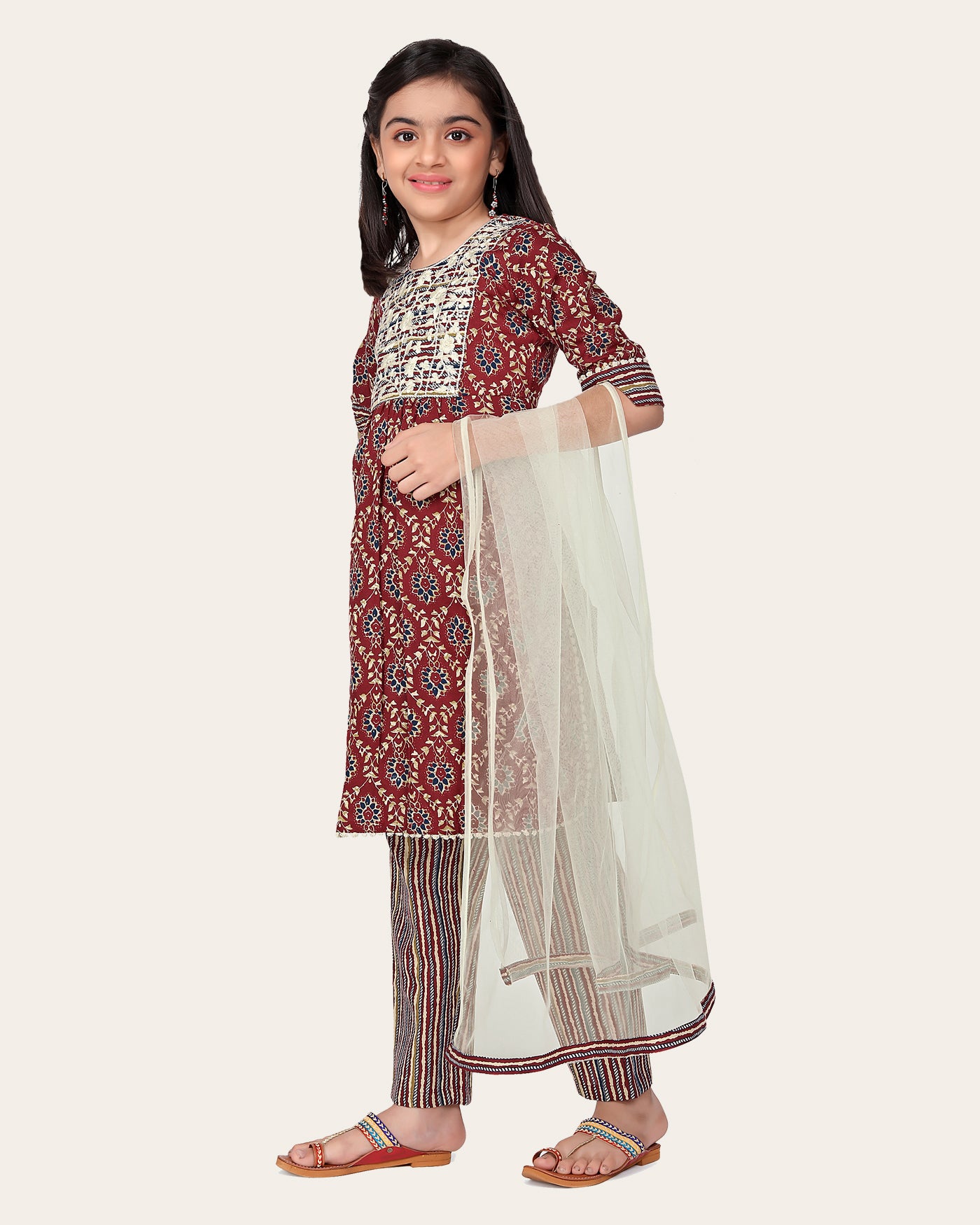 Girls Festive & Party Kurta, Pyjama & Dupatta Set