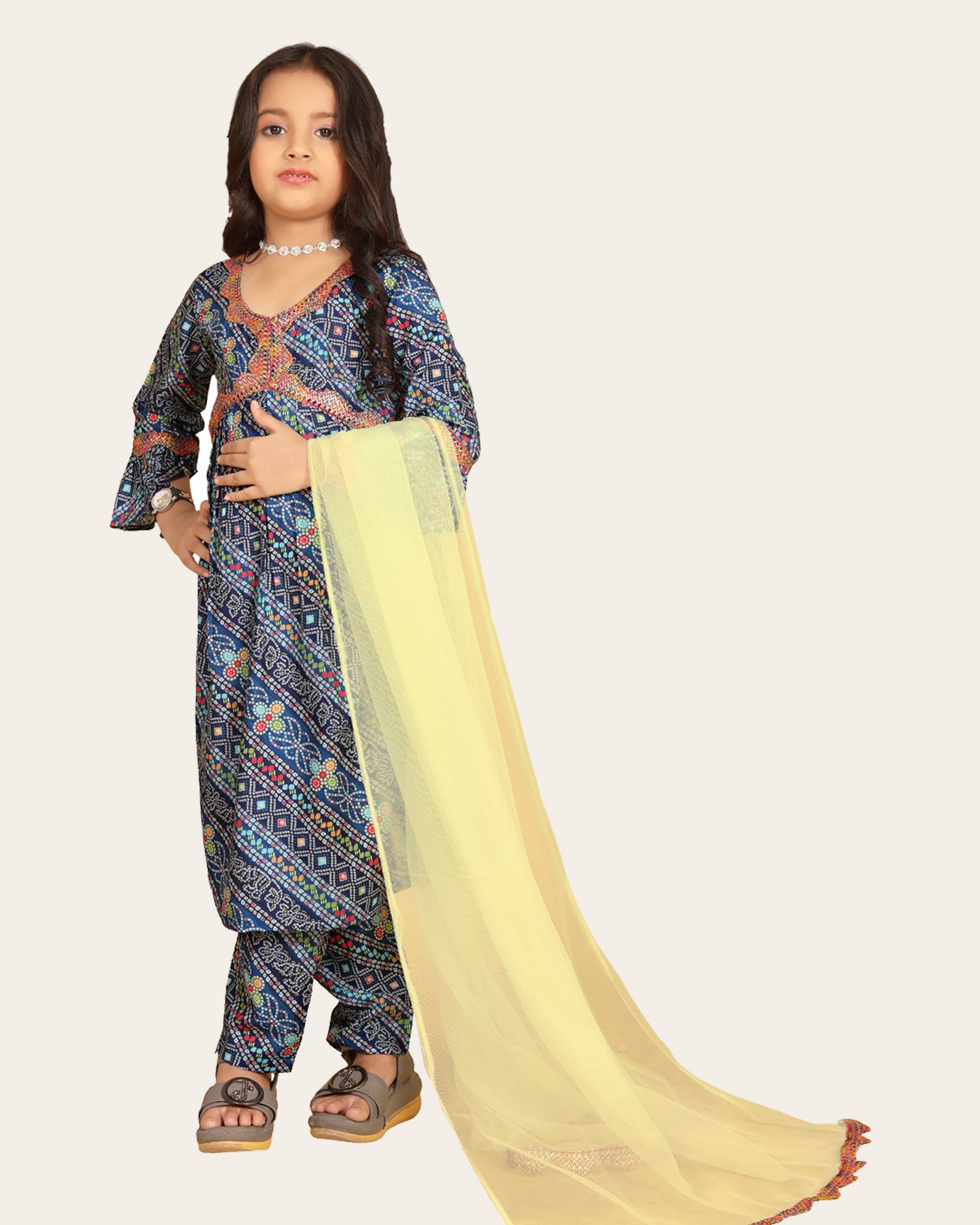 Maslin Printed Aliya cut Kurtas with Bottom dupatta set