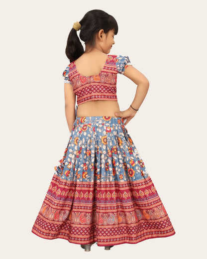 Girls Rayon Silk Fully Stitched Lehenga Choli | Bandhani Print MultiColor Lehenga Choli Set