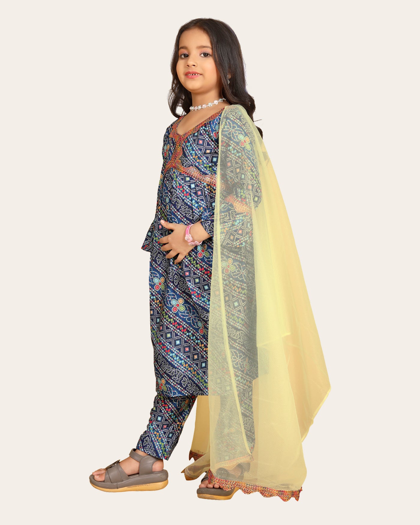 Maslin Printed Aliya cut Kurtas with Bottom dupatta set