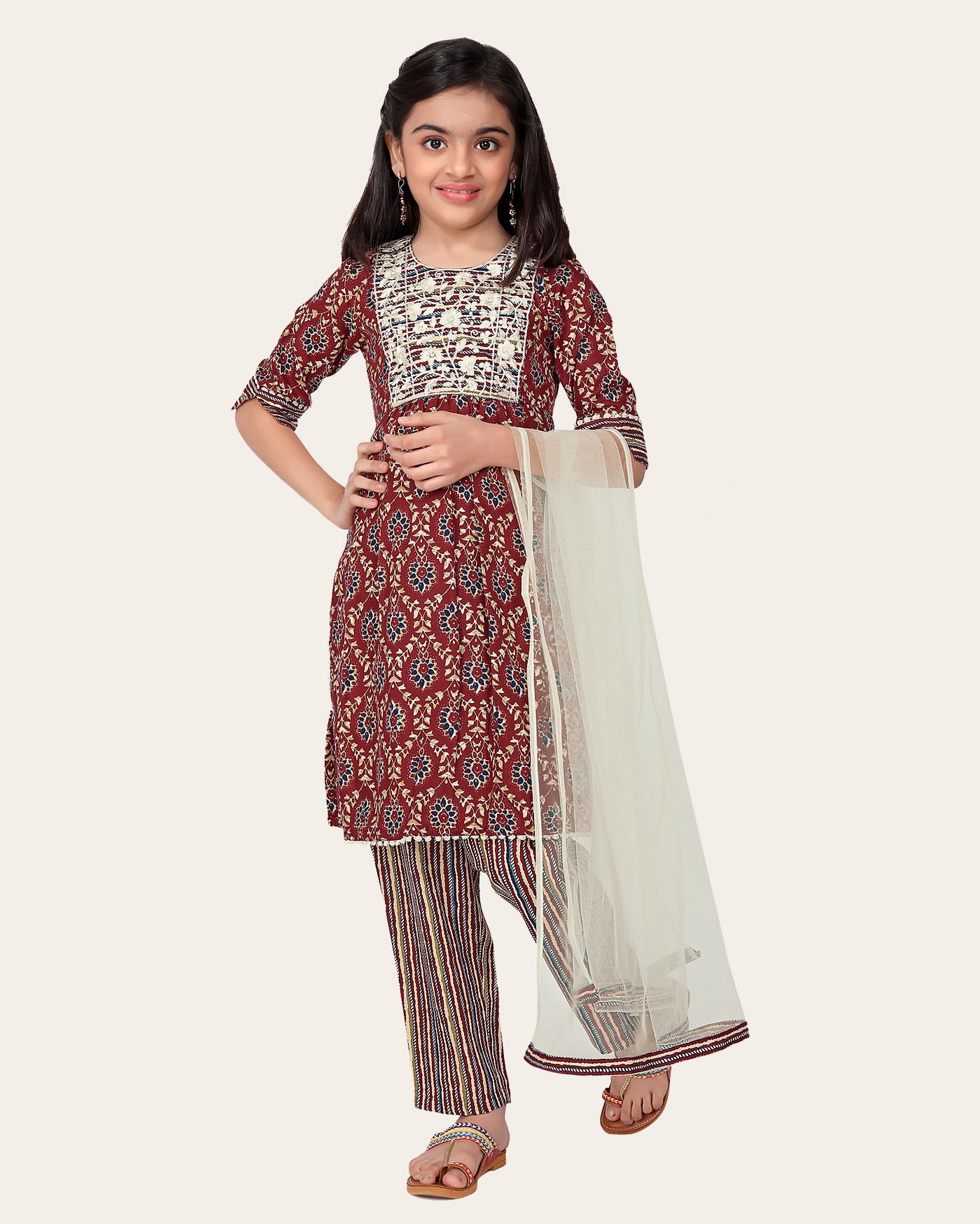 Girls Festive & Party Kurta, Pyjama & Dupatta Set