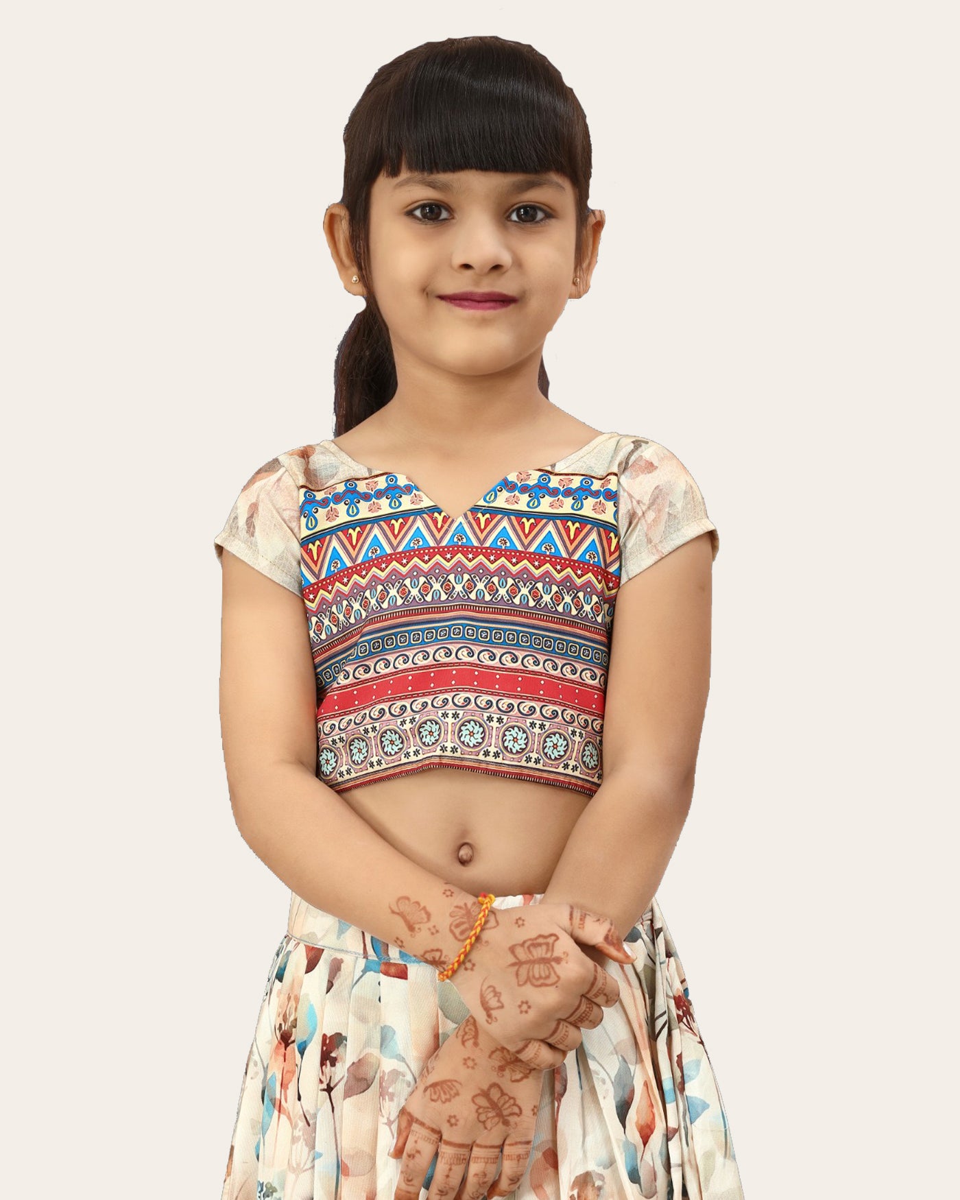 Kids Girl's Multi Color Rayon Silk Bandhani Printed Lehenga Choli | Girls Ethnic Wear: Printed Lehenga Choli Set