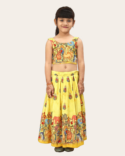 Girls Rayon Silk Fully Stitched Lehenga Choli | Bandhani Print MultiColor Lehenga Choli Set