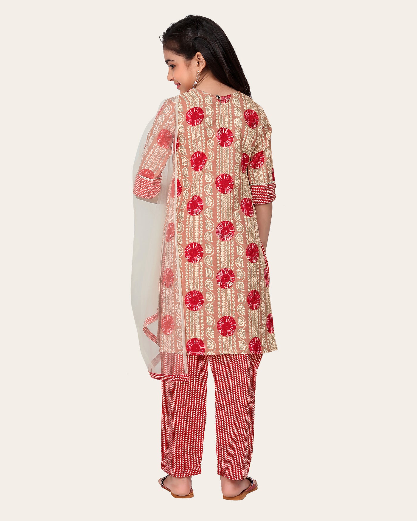 Kids Girls Embrodeary Cotton Printed Fullstiched Nayara Cut Kurtis with Bottom Dupatta set, Kid dresses