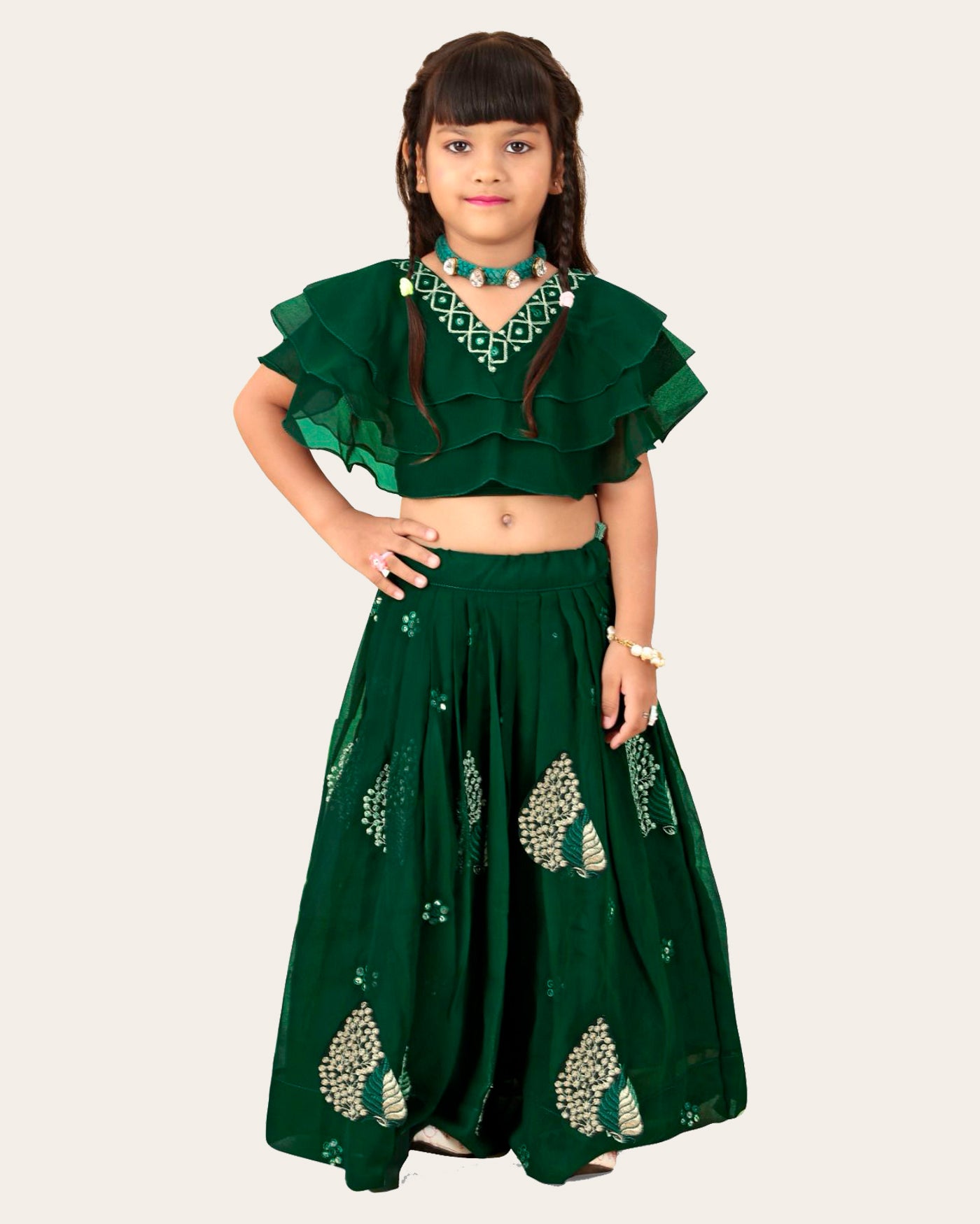 Girl's Georgette Embroidered Readymade Lehenga Choli