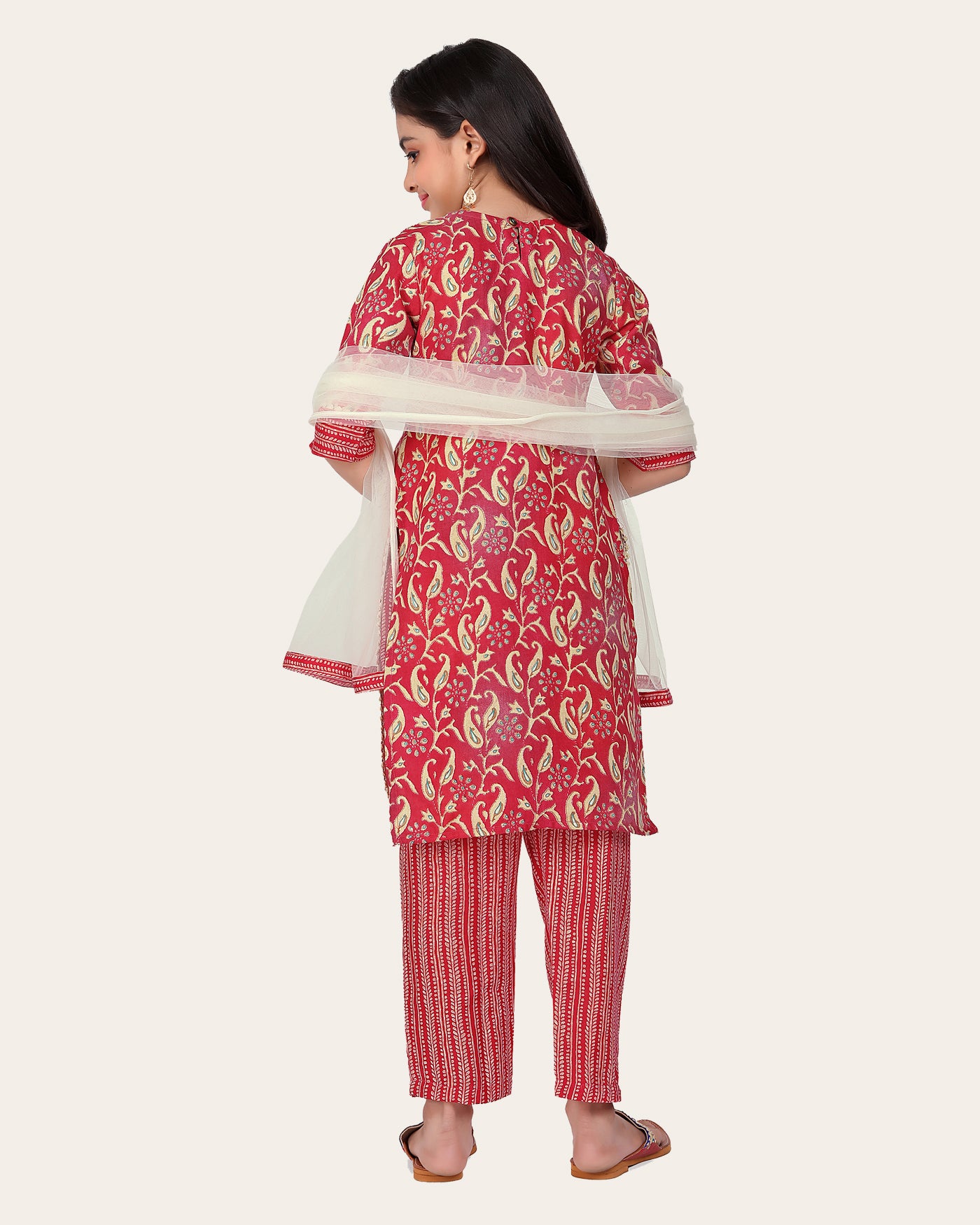 Printed Emroidered Kurta Bottom Dupatta Set for Girls