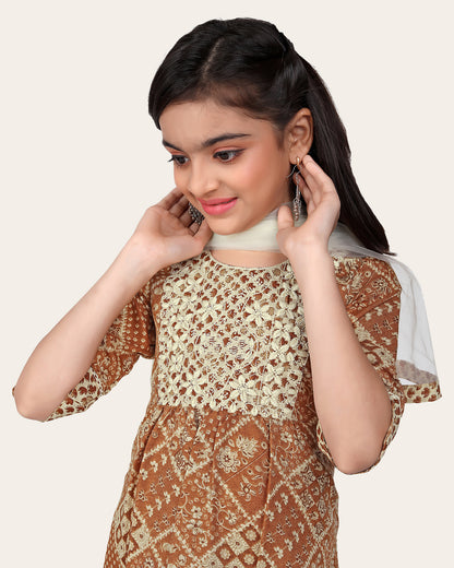 Girls Festive & Party Kurta, Pyjama & Dupatta Set