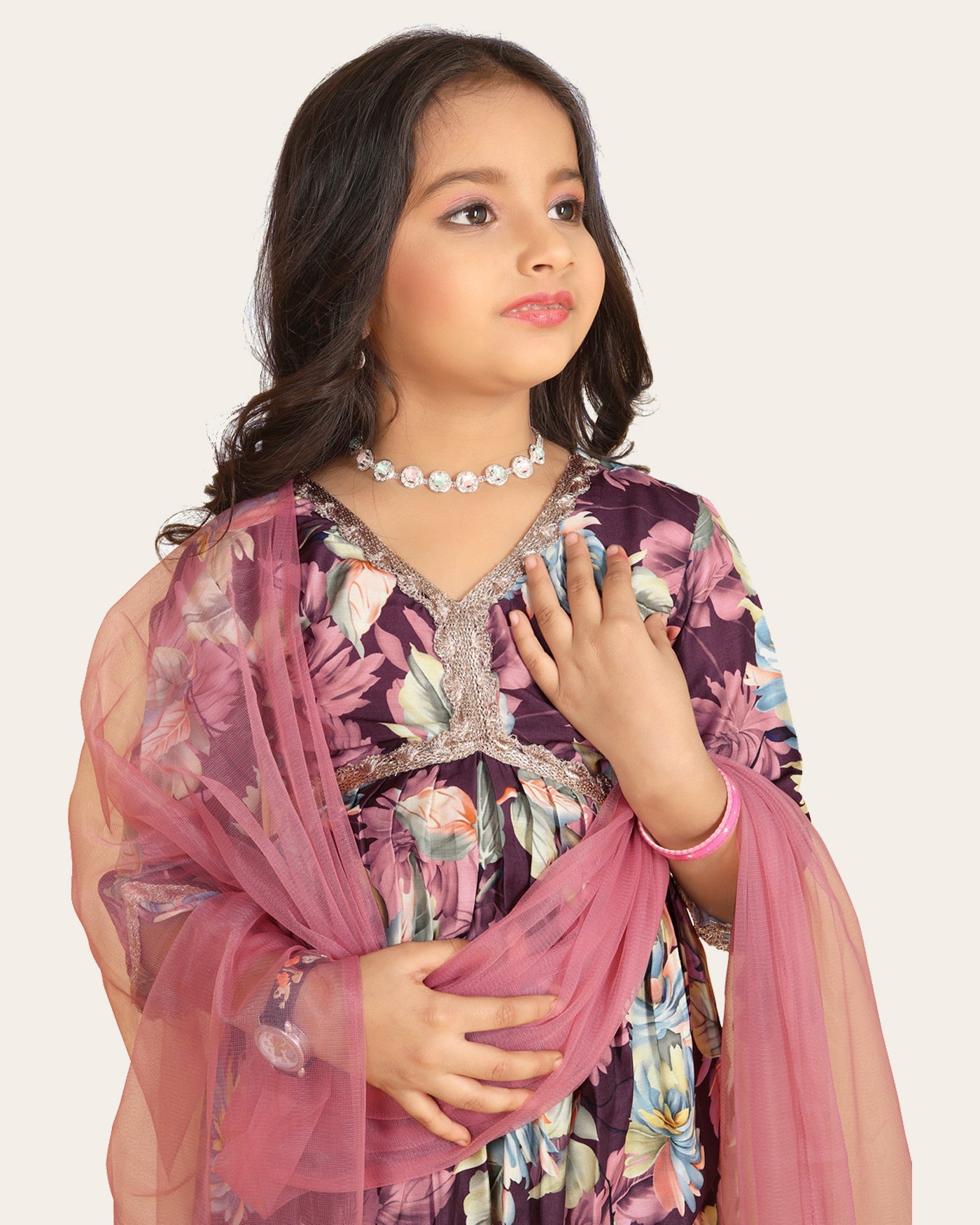 Maslin Printed Aliya cut Kurtas with Bottom dupatta set