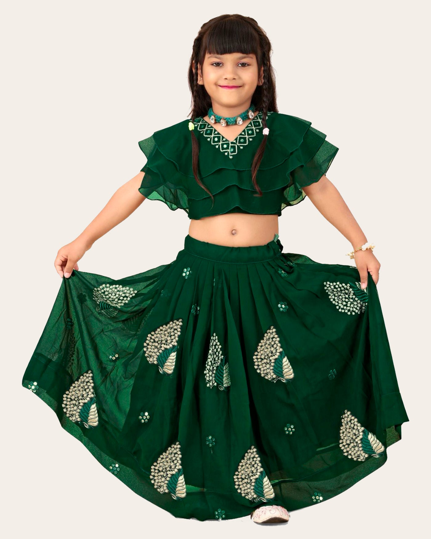 Girl's Georgette Embroidered Readymade Lehenga Choli