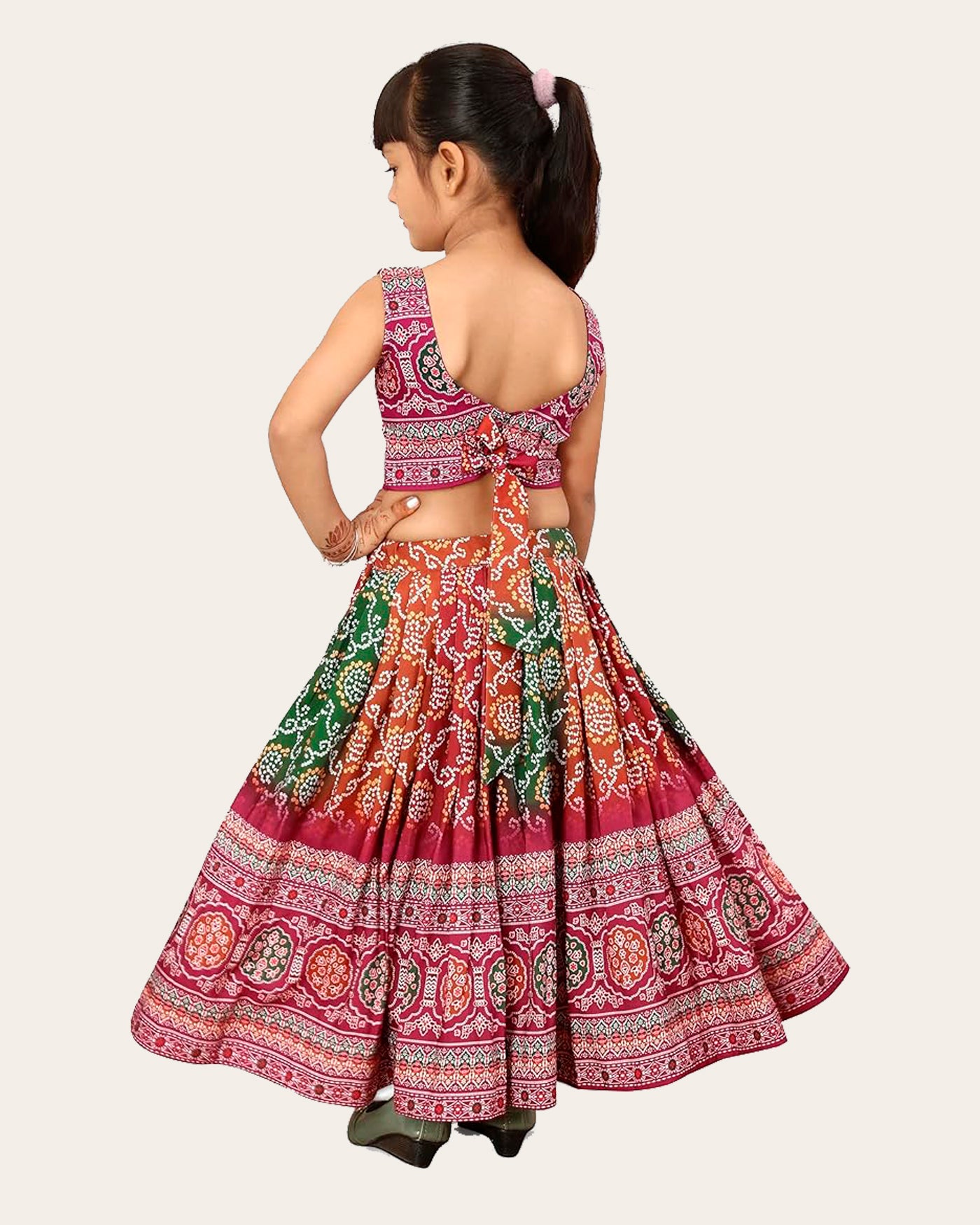 Kids Girl's Sleeveless Rayon Top With Digital Printed Lehenga Set| Readymade | Suitable For Girls