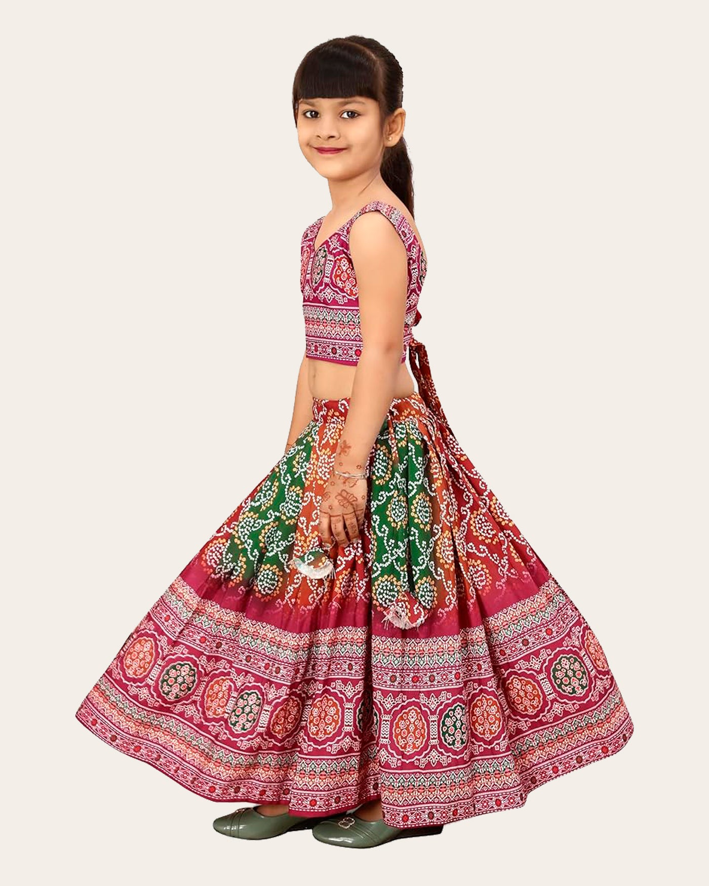 Kids Girl's Sleeveless Rayon Top With Digital Printed Lehenga Set| Readymade | Suitable For Girls