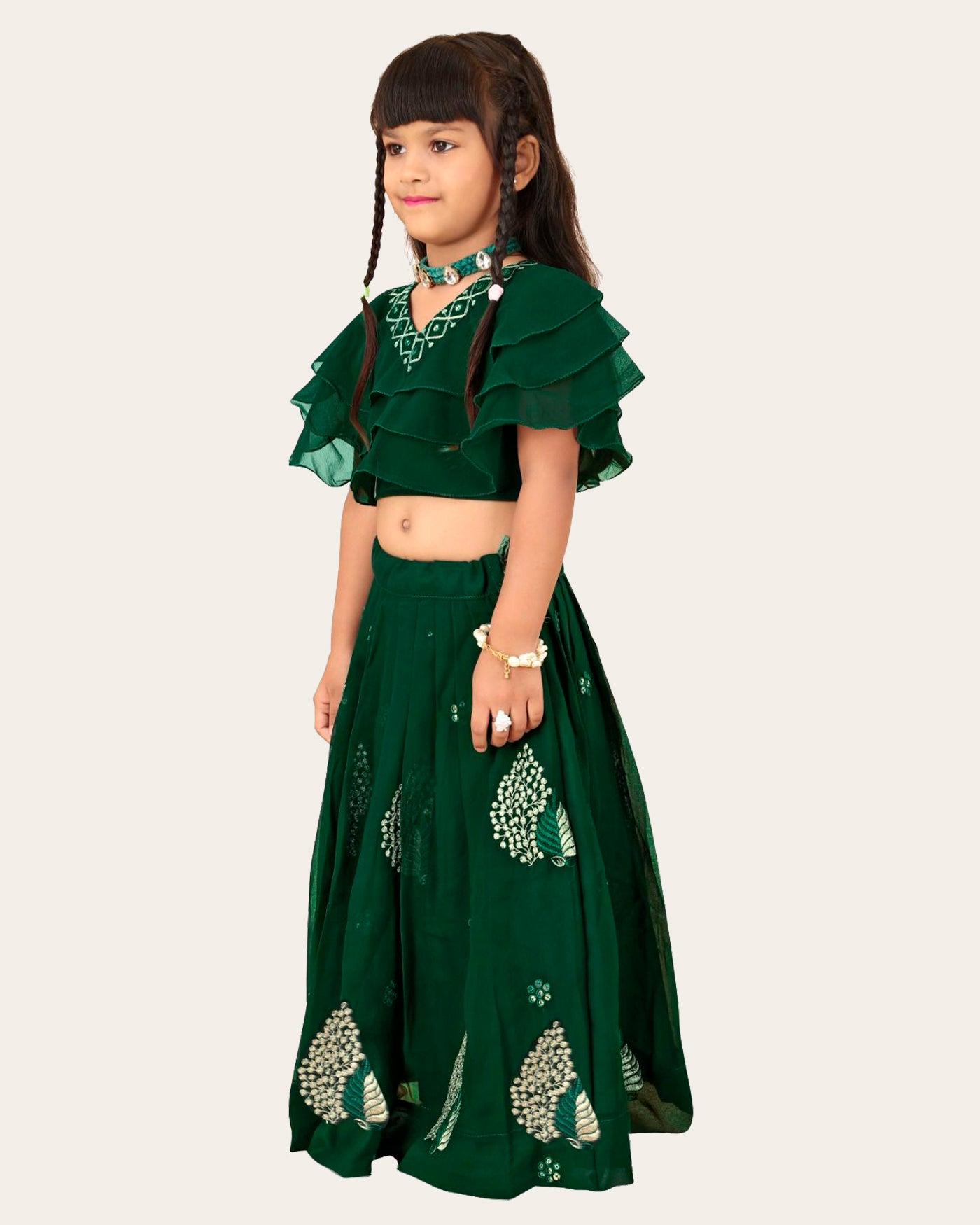 Girl's Georgette Embroidered Readymade Lehenga Choli