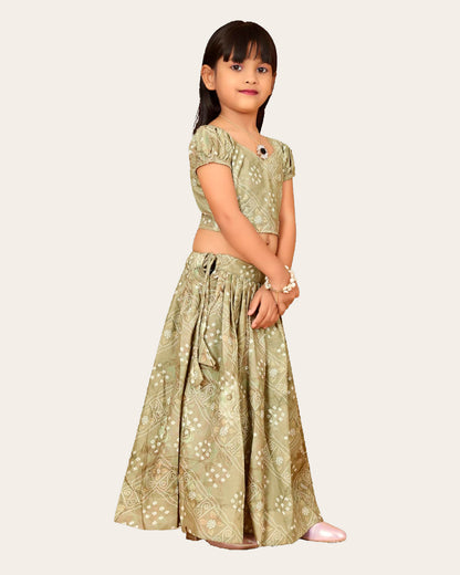 Tready Printed Lehenga Choli Set For Kids Girls || Full Stitched Crop Top With Lehenga Set For Girls