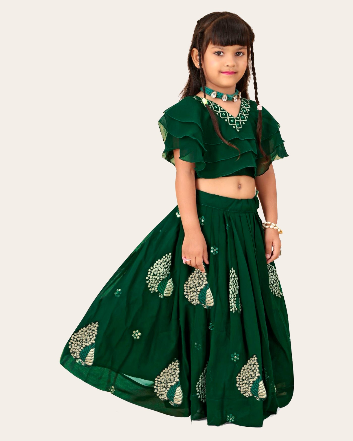 Girl's Georgette Embroidered Readymade Lehenga Choli