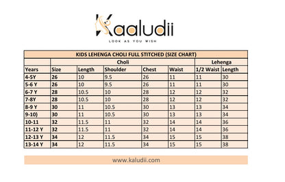 कालूडी लड़कियों के लिए बच्चों का लहंगा चोली सेट दुपट्टे के साथ (मल्टी कलर, फुल स्टिच्ड)